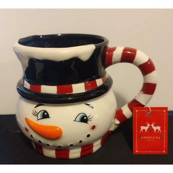 Retro Style Ceramic Snowman Mug NEW - Picture 1 of 4